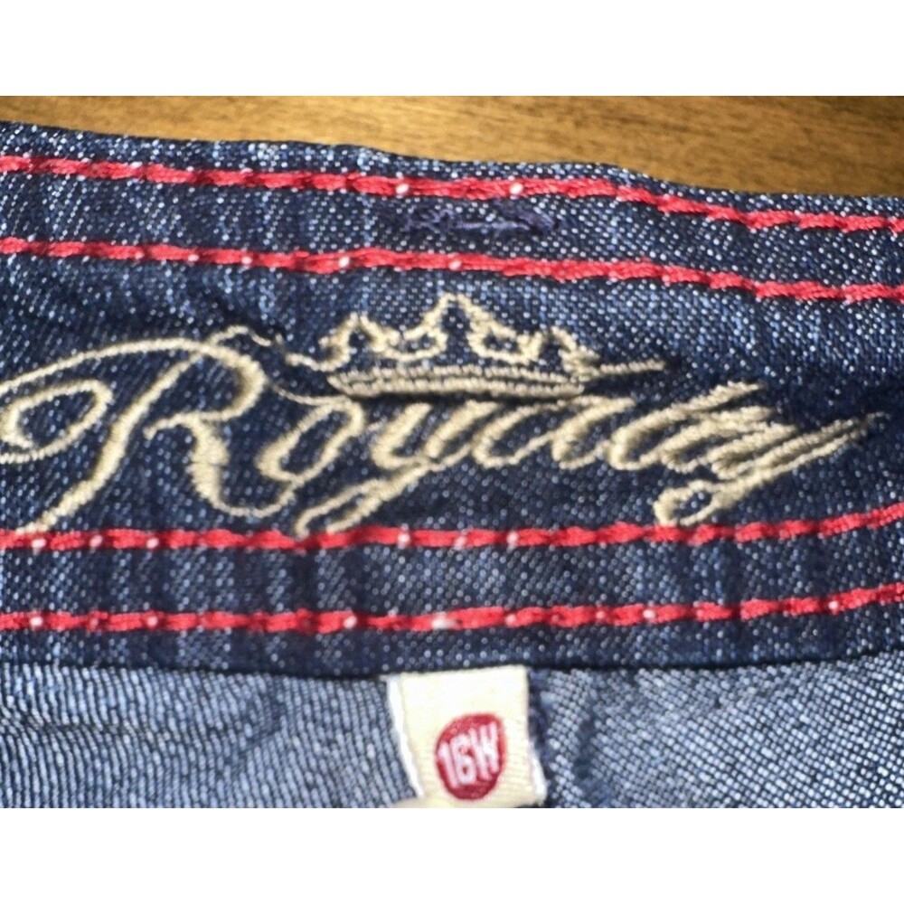 Royalty For Me Bermuda Women’s Size 16W Jean Denim Dark Wash Shorts Embellished - Picture 5 of 8